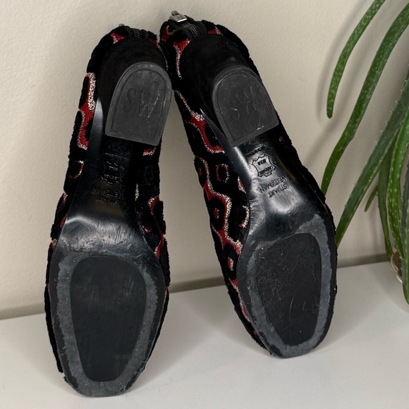 Stuart Weitzman Velvet Jacquard Ankle Boots US 7 EU 37.5 Mod Block Heel - Picture 7 of 13